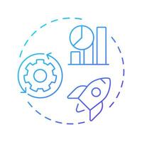 Value streams and processes blue gradient concept icon. Statistical metrics. Efficiency, productivity. Round shape line illustration. Abstract idea. Graphic design. Easy to use in blog post vector
