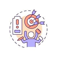 Inability to delegate multi color concept icon. Low productivity, multitasking. Work organization. Round shape line illustration. Abstract idea. Graphic design. Easy to use in advertising, marketing vector