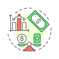 Cost value multi color concept icon. Statistical graph, chart. Expenses, finance. Round shape line illustration. Abstract idea. Graphic design. Easy to use in infographic, presentation vector