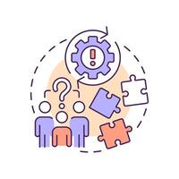 Inadequate collaboration multi color concept icon. Teamwork, partnership. Problem solving. Round shape line illustration. Abstract idea. Graphic design. Easy to use in advertising, marketing vector