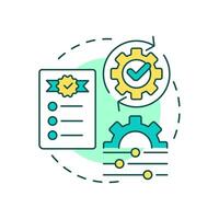 Rules driven workflow multi color concept icon. Checklist compliance, regulation. Product quality. Round shape line illustration. Abstract idea. Graphic design. Easy to use in advertising, marketing vector