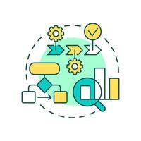 State machine workflow multi color concept icon. Process planning. Statistical review. Round shape line illustration. Abstract idea. Graphic design. Easy to use in advertising, marketing vector