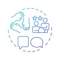 Think and work holistically blue gradient concept icon. Teamwork assistance, support. Round shape line illustration. Abstract idea. Graphic design. Easy to use in blog post, presentation vector