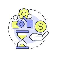 Resources multi color concept icon. Teamwork organization. Communication, efficiency. Round shape line illustration. Abstract idea. Graphic design. Easy to use in advertising, marketing vector