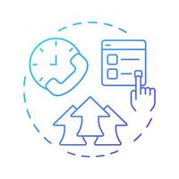 Improved it support blue gradient concept icon. Customer service, experience. Resolution time. Round shape line illustration. Abstract idea. Graphic design. Easy to use in blog post, presentation vector