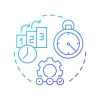 Progress iteratively with feedback blue gradient concept icon. Efficiency, productivity. Round shape line illustration. Abstract idea. Graphic design. Easy to use in blog post, presentation vector