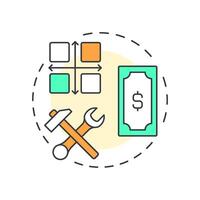 Function cost matrix multi color concept icon. Product usability, service development. Round shape line illustration. Abstract idea. Graphic design. Easy to use in infographic, presentation vector