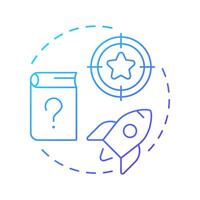 Keep it simple and practical blue gradient concept icon. Target goal, milestone. Professional, workflow. Round shape line illustration. Abstract idea. Graphic design. Easy to use in blog post vector