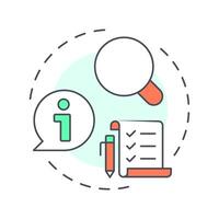 Information multi color concept icon. Analysis, monitoring. Checklist, compliance. Round shape line illustration. Abstract idea. Graphic design. Easy to use in infographic, presentation vector