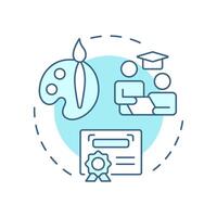 Academies and training centers soft blue concept icon. Student services, graduation. Round shape line illustration. Abstract idea. Graphic design. Easy to use in article, infographic vector