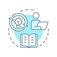 Research skills soft blue concept icon. Data collecting, analysis. Documentation review. Round shape line illustration. Abstract idea. Graphic design. Easy to use in infographic, presentation vector