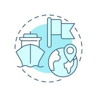 Flag state soft blue concept icon. Ship management system solution. Country of legal vessel registration. Round shape line illustration. Abstract idea. Graphic design. Easy to use in booklet vector