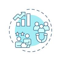 Marketing consulting soft blue concept icon. Lead magnet. Customer experience, rating. Round shape line illustration. Abstract idea. Graphic design. Easy to use in infographic, presentation vector
