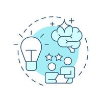 Creative thinking soft blue concept icon. Innovative ideas. Problem solving. Help, support. Round shape line illustration. Abstract idea. Graphic design. Easy to use in infographic, presentation vector