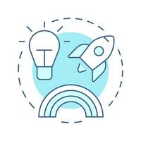 Fresh ideas soft blue concept icon. Innovative thinking. Customer experience, organizational culture. Round shape line illustration. Abstract idea. Graphic design. Easy to use in infographic vector