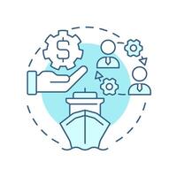 Crew payroll soft blue concept icon. Accurate salary processing for seafarers. Maritime staff management. Round shape line illustration. Abstract idea. Graphic design. Easy to use in booklet vector