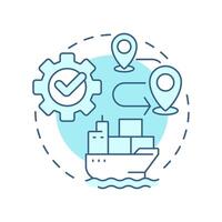 Planning soft blue concept icon. Detailed berth to berth navigational route. Stage of passage development. Round shape line illustration. Abstract idea. Graphic design. Easy to use in booklet vector