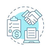 Quote soft blue concept icon. Negotiation, agreement. Workflow organization. Payment, cost. Round shape line illustration. Abstract idea. Graphic design. Easy to use in infographic, article vector