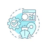 Shipping data analytics soft blue concept icon. Ship management system solution. Maritime information. Round shape line illustration. Abstract idea. Graphic design. Easy to use in booklet vector