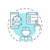Request for quotation soft blue concept icon. Product information, customer support. Round shape line illustration. Abstract idea. Graphic design. Easy to use in infographic, article vector
