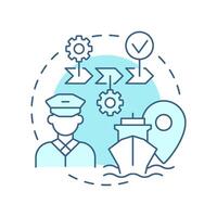 Execution soft blue concept icon. Implementation of approved voyage route. Stage of passage planning. Round shape line illustration. Abstract idea. Graphic design. Easy to use in booklet vector