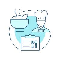 Hot lunches soft blue concept icon. Culinary, cook. Food menu. Meal service, plan. Round shape line illustration. Abstract idea. Graphic design. Easy to use in article, infographic vector