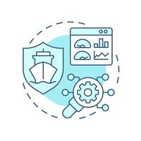 QHSE soft blue concept icon. Ship management system solution. Quality, health, safety and environment. Round shape line illustration. Abstract idea. Graphic design. Easy to use in booklet vector