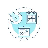 Action planning soft blue concept icon. Business strategy. Goal, milestone. Risk assessment. Round shape line illustration. Abstract idea. Graphic design. Easy to use in infographic, presentation vector