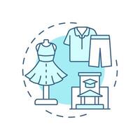 School apparel soft blue concept icon. Dress code, uniform. University fashion, clothes. Round shape line illustration. Abstract idea. Graphic design. Easy to use in article, infographic vector