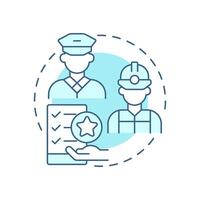 Crew recruitment soft blue concept icon. Hiring competent and certified seafarers. Maritime staff management. Round shape line illustration. Abstract idea. Graphic design. Easy to use in booklet vector