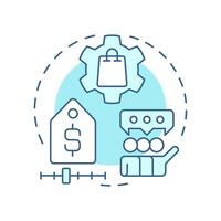 Sales consultant soft blue concept icon. CRM system. Revenue, income. Assistance, advice. Round shape line illustration. Abstract idea. Graphic design. Easy to use in infographic, presentation vector