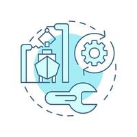 Dry docking soft blue concept icon. Vessel repair service. Out of water maintenance. Technical ship management. Round shape line illustration. Abstract idea. Graphic design. Easy to use in booklet vector