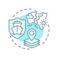 Appraisal soft blue concept icon. Identify potential hazards for ship on route. Stage of passage planning. Round shape line illustration. Abstract idea. Graphic design. Easy to use in booklet vector