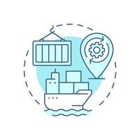 Container vessel management soft blue concept icon. Transporting packed cargoes. Ship type regulation solution. Round shape line illustration. Abstract idea. Graphic design. Easy to use in booklet vector