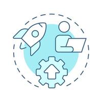 Implementation soft blue concept icon. Efficiency increase. Performance monitoring. Round shape line illustration. Abstract idea. Graphic design. Easy to use in infographic, presentation vector
