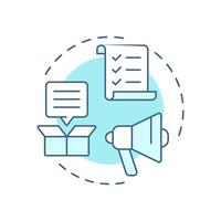 Product knowledge soft blue concept icon. Market positioning. Feedback, survey. Round shape line illustration. Abstract idea. Graphic design. Easy to use in infographic, presentation vector