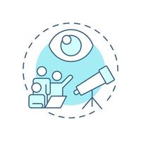 Outside perspective soft blue concept icon. Critical thinking, decision making. Round shape line illustration. Abstract idea. Graphic design. Easy to use in infographic, presentation vector
