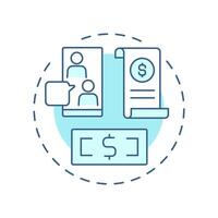 Financial consulting soft blue concept icon. Investment strategy, budgeting. Risk management. Round shape line illustration. Abstract idea. Graphic design. Easy to use in infographic vector