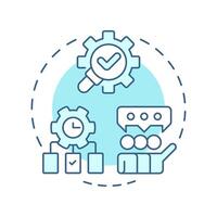 Operations consulting soft blue concept icon. Teamwork organization, collaboration. Task management. Round shape line illustration. Abstract idea. Graphic design. Easy to use in infographic vector