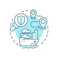 Car carrier management soft blue concept icon. Carry rolling cargo. Vessel type regulation solution. Round shape line illustration. Abstract idea. Graphic design. Easy to use in booklet vector