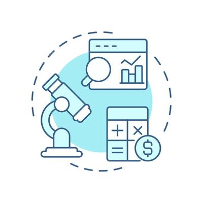 Data analysis soft blue concept icon. Statistical metrics. Research, analytics. Round shape line illustration. Abstract idea. Graphic design. Easy to use in infographic, presentation