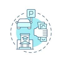 Parking passes soft blue concept icon. Expenses, cost. University, college. Urban, traffic. Round shape line illustration. Abstract idea. Graphic design. Easy to use in article, infographic vector