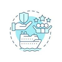 Cruise ship management soft blue concept icon. Passengers riding along sea. Vessel type regulation solution. Round shape line illustration. Abstract idea. Graphic design. Easy to use in booklet vector