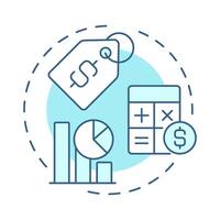 Price soft blue concept icon. Data analysis, statistical metrics. Discount, calculation. Round shape line illustration. Abstract idea. Graphic design. Easy to use in infographic, article vector