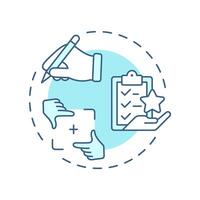 Prepare for interviews soft blue concept icon. Business model. Communication, recruitment. Round shape line illustration. Abstract idea. Graphic design. Easy to use in infographic, brochure vector