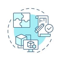 Build soft blue concept icon. Product development, services. Blueprints, planning. Round shape line illustration. Abstract idea. Graphic design. Easy to use in infographic, brochure vector