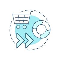 Faster sales cycle soft blue concept icon. Quote management. Customer service. Purchasing, shopping. Round shape line illustration. Abstract idea. Graphic design. Easy to use in infographic vector
