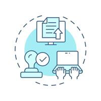 Submit an application soft blue concept icon. Human resources. Documentation management. Round shape line illustration. Abstract idea. Graphic design. Easy to use in infographic, brochure vector