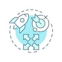 Business accelerator soft blue concept icon. Target goal, milestone. Company, startup. Round shape line illustration. Abstract idea. Graphic design. Easy to use in infographic, brochure vector