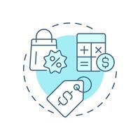 Discount controls soft blue concept icon. Price management, calculation. Profit, cost. Round shape line illustration. Abstract idea. Graphic design. Easy to use in infographic, article vector